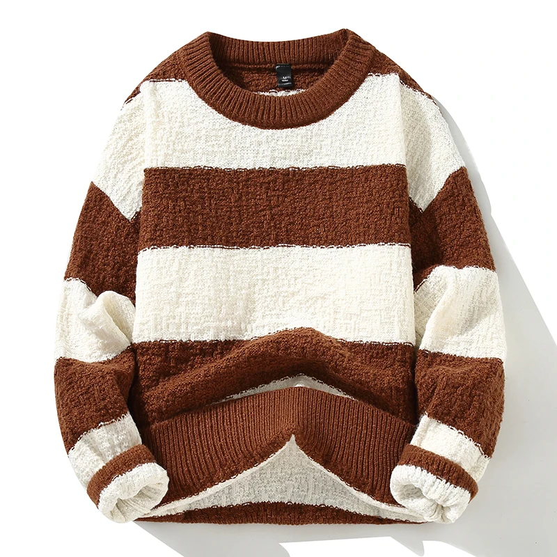 2023 Winter New Men's Stripe High-Quality Fashion Trend Sweater autumn Men Casual Comfortable Loose Warm Sweaters men size M-3XL