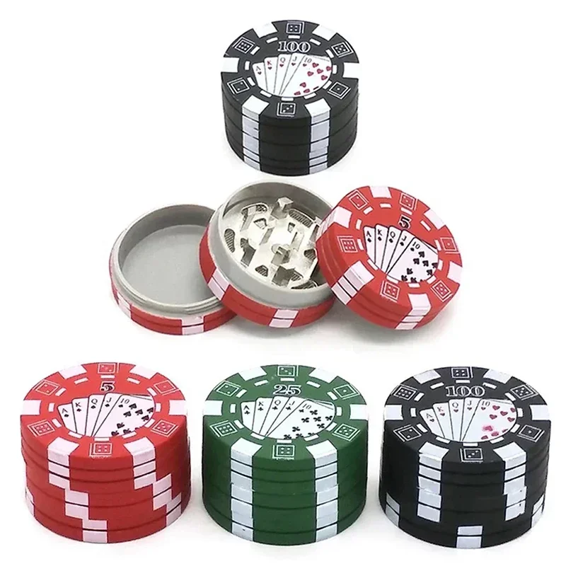 Poker Chip Style Tobacco Spice Grinder 3-layer Tobacco Herb Cutter Grinder For Smoking Spice Cutter Cigarette Accessories