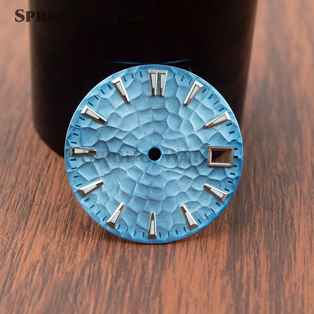 28.5MM Dial Irregular Color Block Watch Dial Green Luminous NH35 Faces Men's Watches Modification Parts for NH35 NH36 Movement