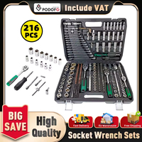 Podofo 216 PCS Mechanic Tool Set with Wrench, Socke, Wrench Socket Screwdriver Tool Set Kit for Car, Motorcycle, Bicycle Repair