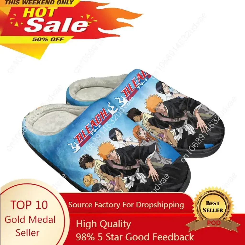 

Bleach Kurosaki Ichigo Home Cotton Custom Slippers Sandals Plush Bedroom Casual Keep Warm Mens Womens Shoes Thermal Slipper
