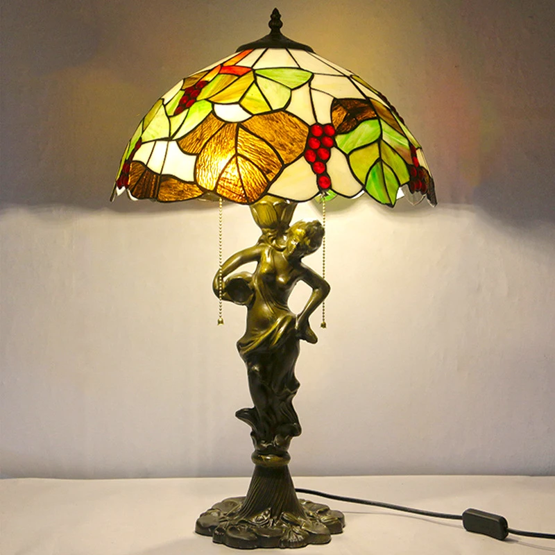BERTH Tiffany Table Lamp LED Creative Exquisite Color Glass Desk Light Decor For Home Study Bedroom Hotel Bedside