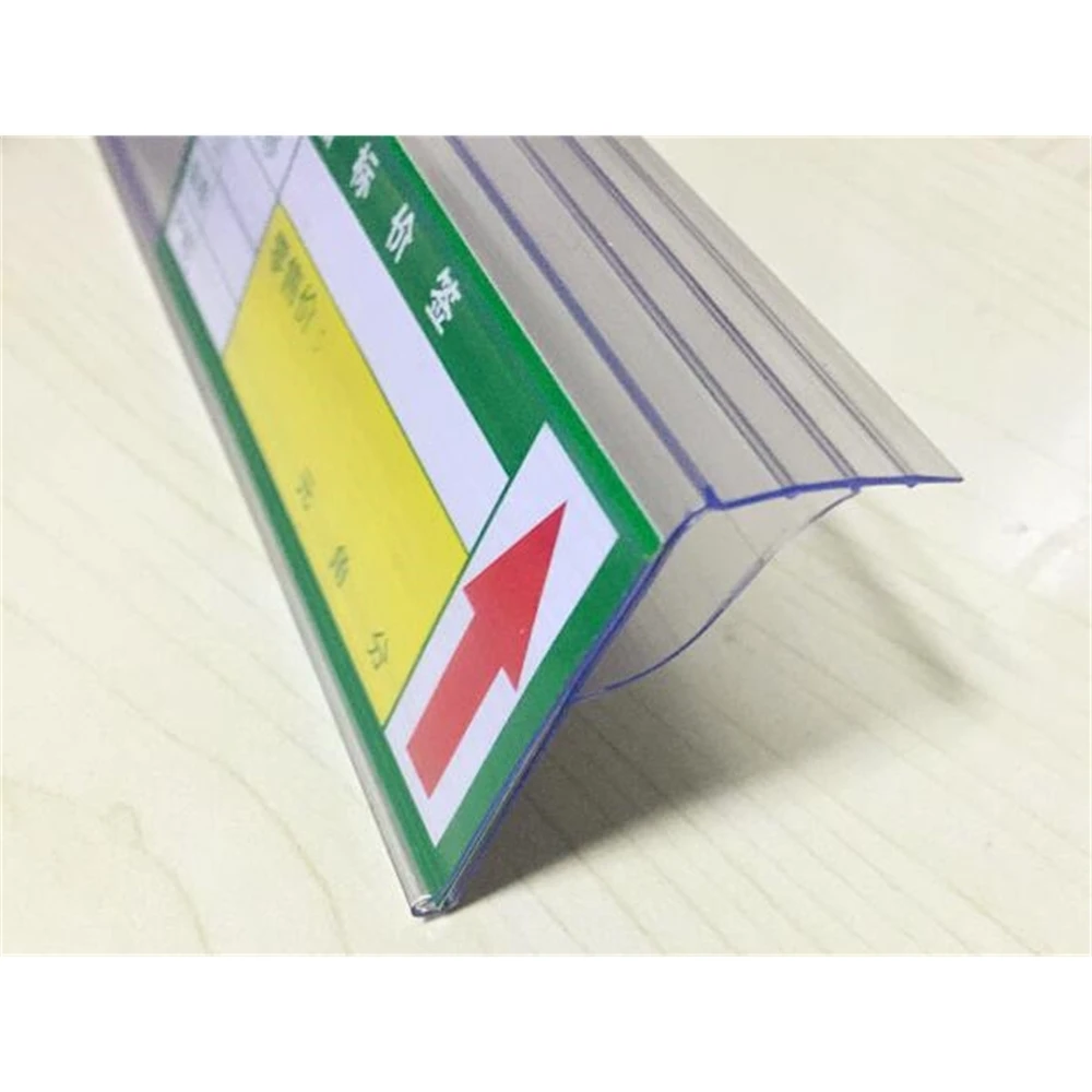 Wood Glass Top Clamp Shelf Label Holder Strip Price Tag Ticket Sign Shelf Cover Pop Advertising Banner Showing Display Strip image 4