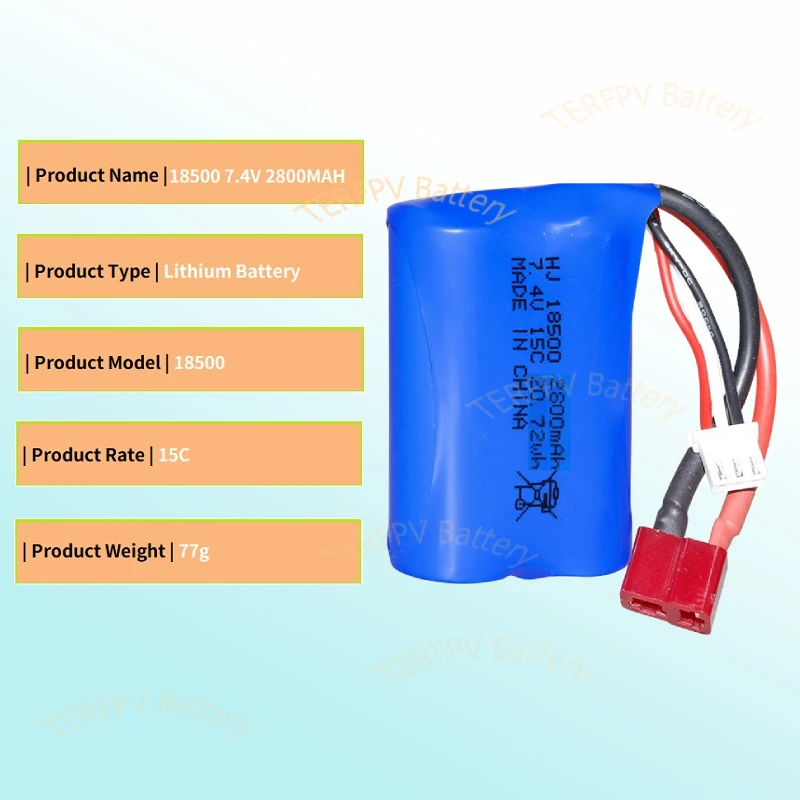 18500 Li-ion Battery 7.4v 2800mAh 15C For SG1601 SG1602 RC Cars 1/16 Truck 16889 16889A 16890 16890A 2S 7.4V 18500 Battery view 3