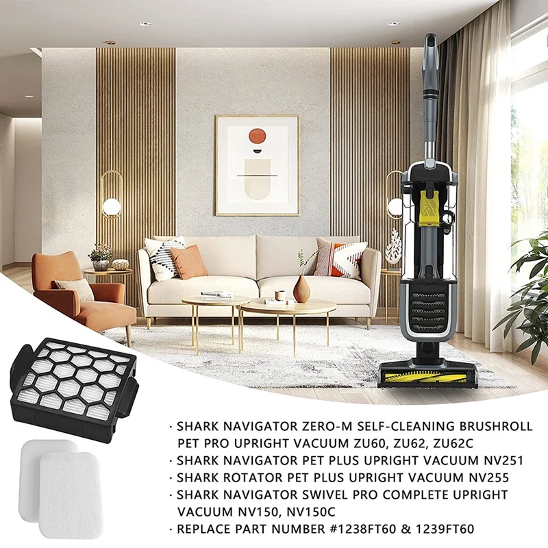 수직 진공 청소기 액세서리 부품, 샤크 ZU60 NV251 NV255 교체 진공 필터, 1238FT60 및 1239FT60