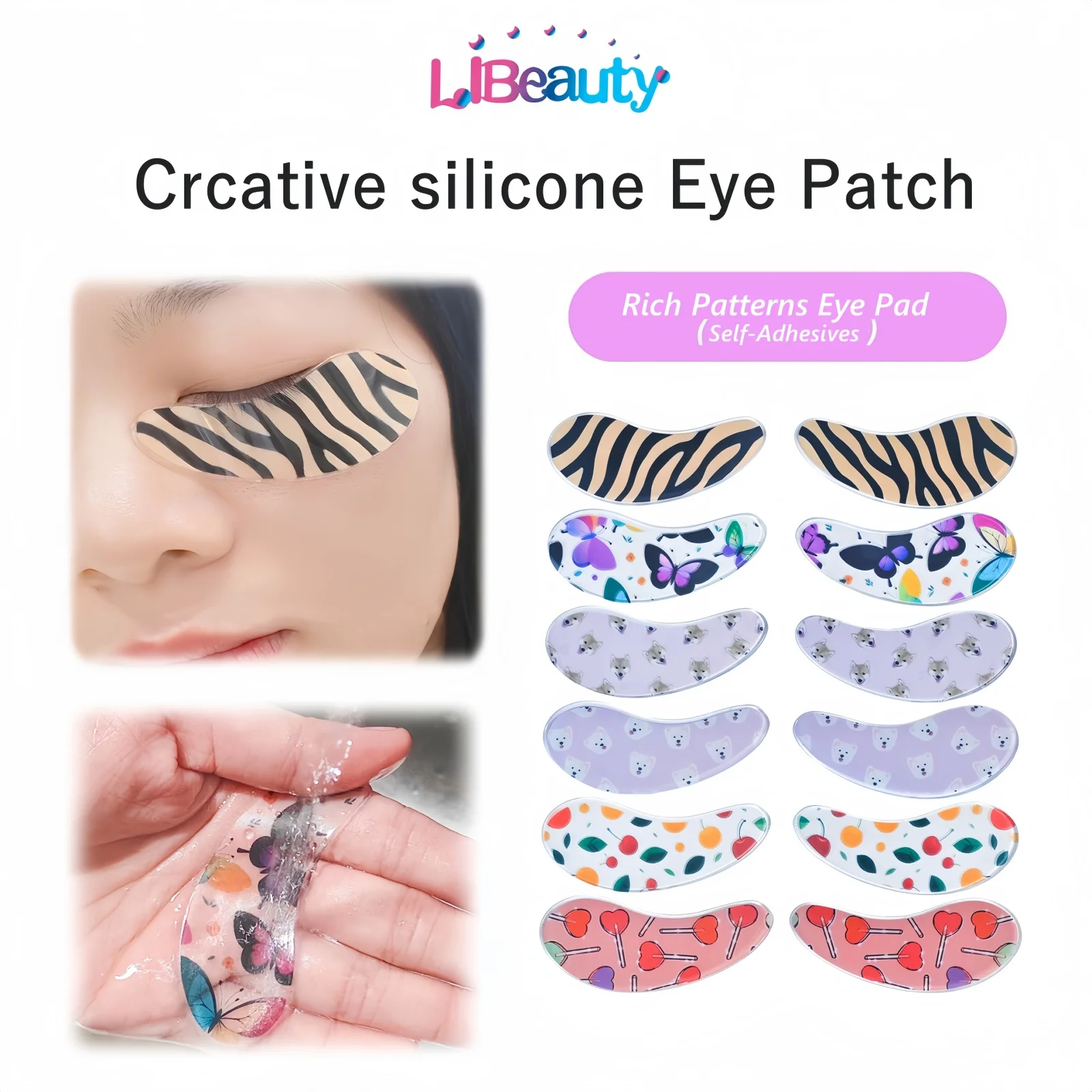 Libeauty silicone reutilizável remendos de olho listra almofada de olho extensão de cílios super pegajoso sob o olho gel remendo lashlifting maquiagem ferramenta