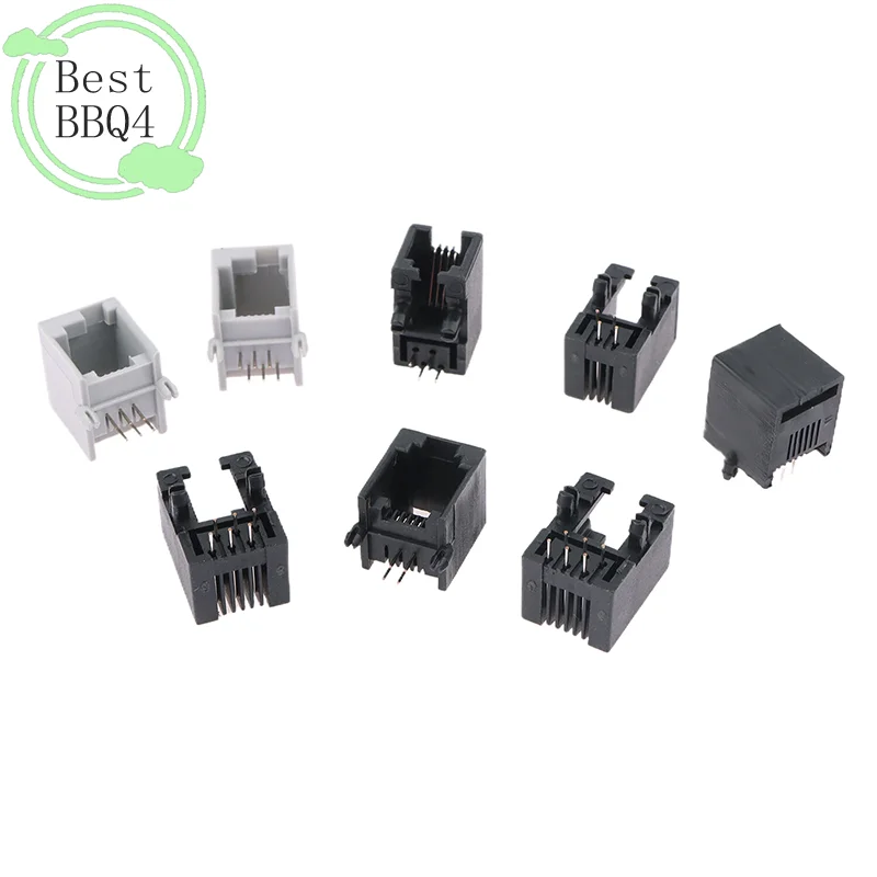 (BBQ4)10PCS RJ11 Telephone Socket Curved Pin 95001 4P4C 6P6C 6P4C Female Jack Pcb Connector Telephone Socket