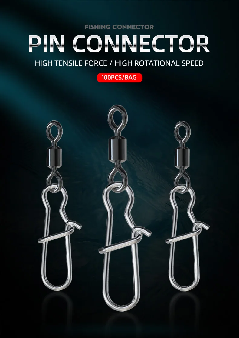 ShareShark 100 Stück Lagerwirbel Angelverbinder Rolling Fishing Wirbel Snap Angelköder Haken Zubehör Tackle – Detail 1