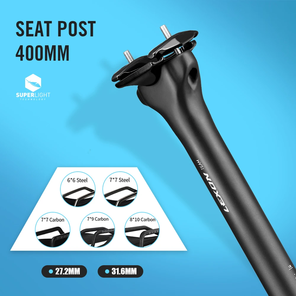 LEXON MTB Carbon Seat Post 27.2/31.6MM MTB Or Road 400MM Seat Tube Mountain Bike Ultralight Carbon Seatpost Matte Bicycle Parts