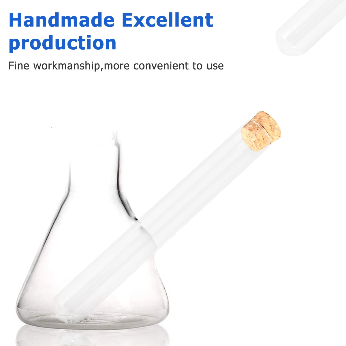 

10 Pcs Round Bottom Glass Test Tube with Cork Bottle Chemical Tubes for Plants Chemistry