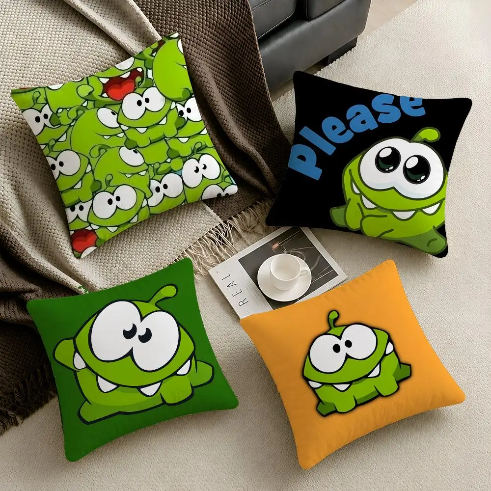Game Cut The Rope Om Nom Cushion Cover  Throw Pillow Soft Short Plush Cozy Durable Colorfast For Sofa Bedroom Home Decor Gift