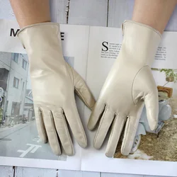 Summer Driving Thin Sheepskin Leather Gloves Women's Touch Screen Single Unlined Straight Style Motorcycle Riding Gloves