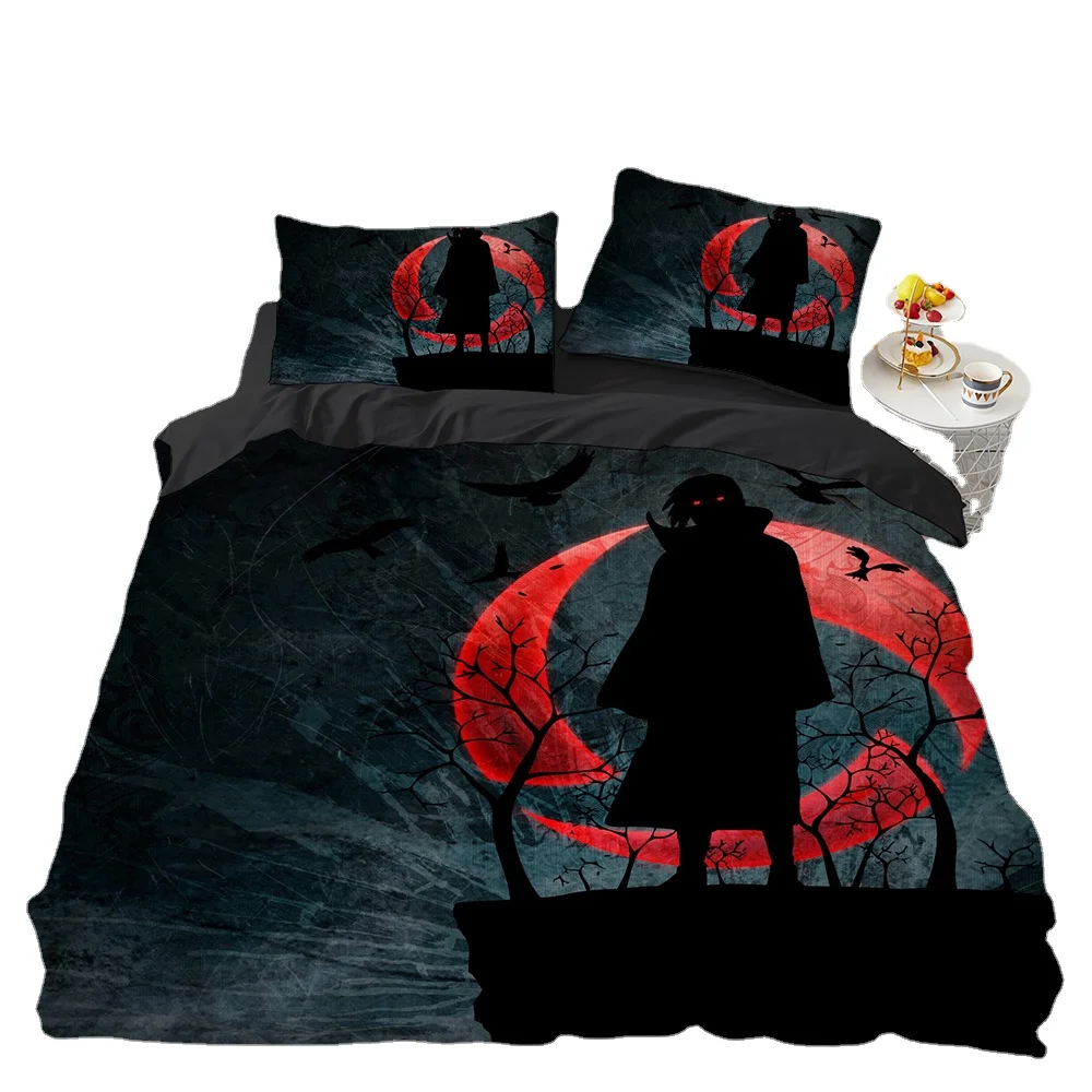 Anime N-NarutoS Bedding Set Akatsuki Bedding Set Bedding Set Hot Anime Duvet Cover Children Teenagers Bedroom Decoration