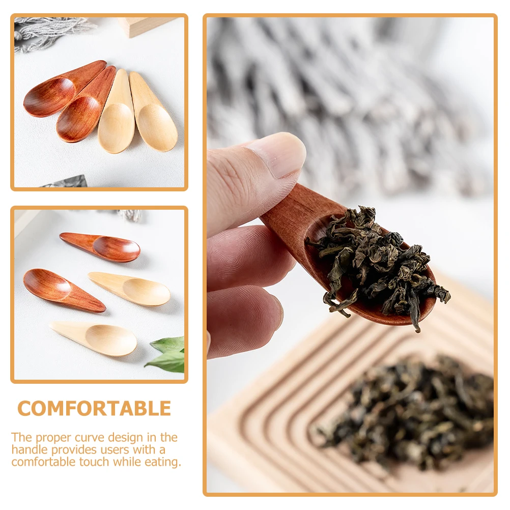 

2pcs Wooden Natural Food Safe Reusable Seasoning Scoops Kitchen Spice Salt Scoop For Tea Coffee Seasoning Small Spoon