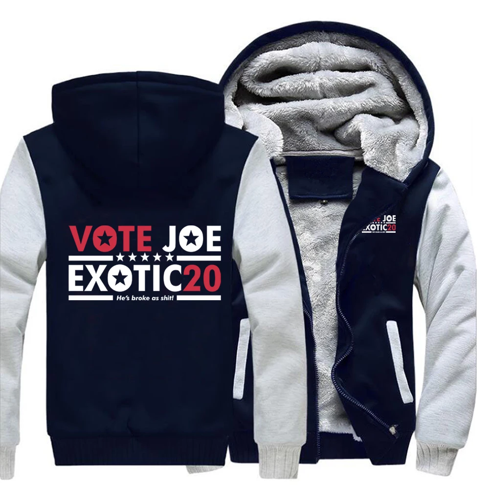 Hoodies 2022 Newest Vote Joe Exotic Tiger King Autumn Winter Men Tracksuit Thick Coats Men's Sweatshirts Fleece Hooded Jackets