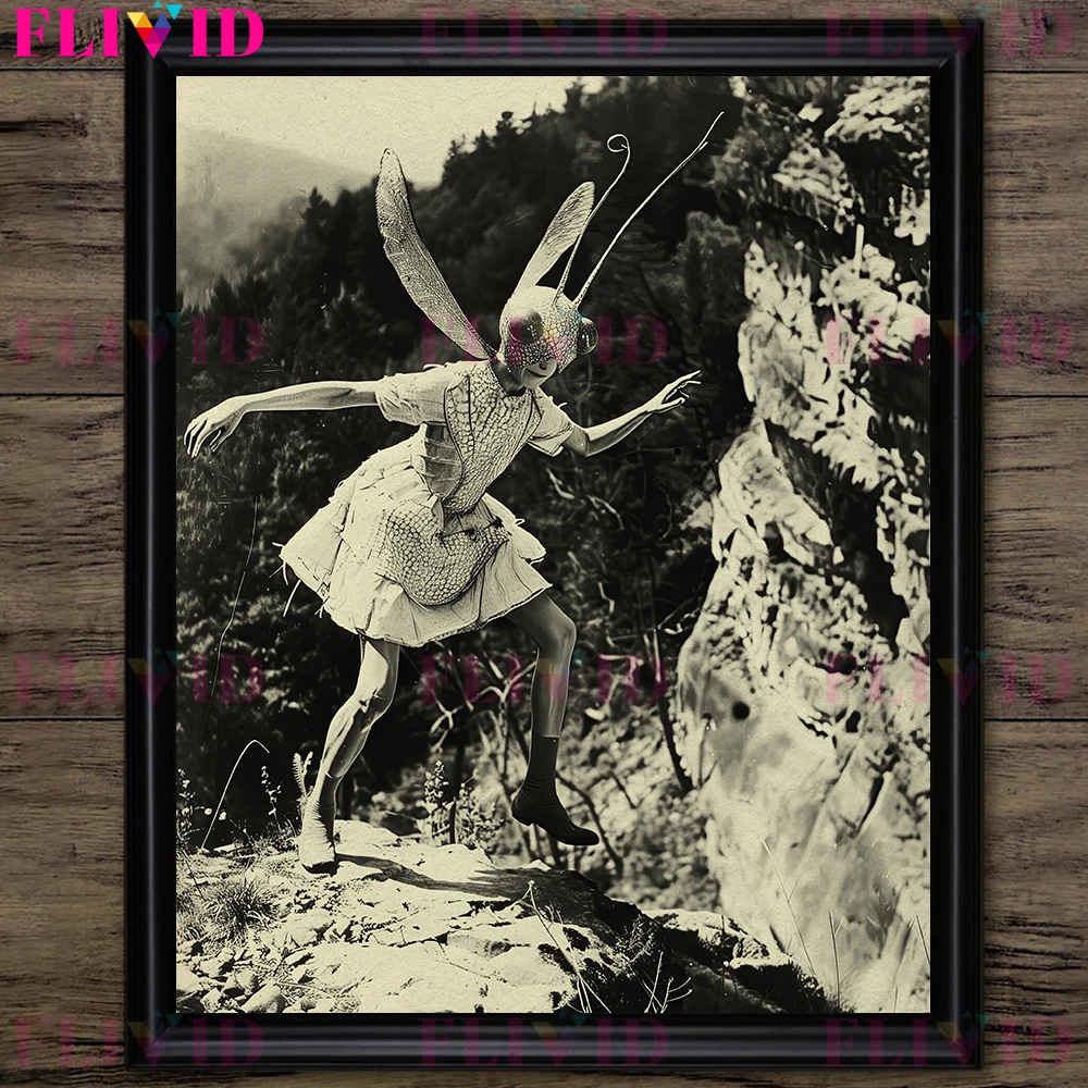 Horrible Creatures That Attach To People Faces,Vintage Photo Wall Art Canvas Painting,Alien Creatures Fantasy Photo Art Poster