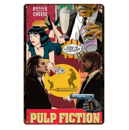 Pulp Fiction Movie Metal Poster Tin Sign 20x30cm -aluminio