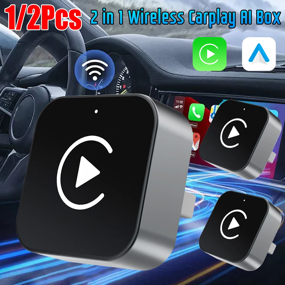 

Беспроводной адаптер CarPlay Android Auto 2-в-1, USB-донгл, преобразователь проводного подключения в беспроводное, автоматическое подключение для автомобилей с проводным подключением, iPhone, Android ﻿