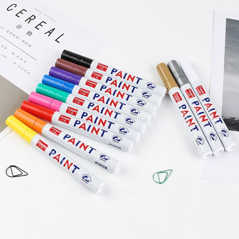 1/ 2Pcs Permanent Paint Pens White Markers 12 Color Oil Based Medium Tip Waterproof Marker Pen for Metal, Rock Wood, Fabric Mugs