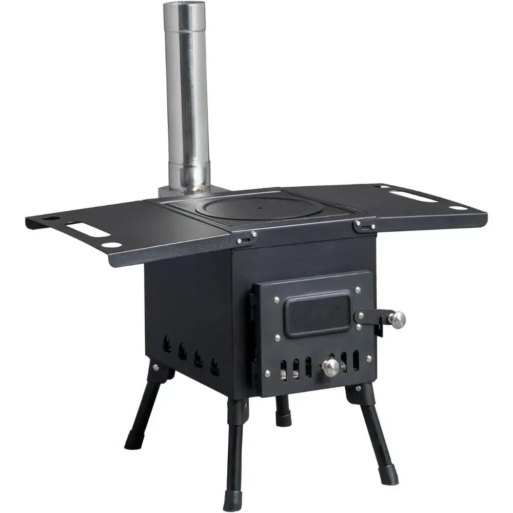 

%a Stove,Outdoor Portable Camping Tent Stoves Wood Burning with Chimney Pipes,Camping, Outdoor Wood Stove