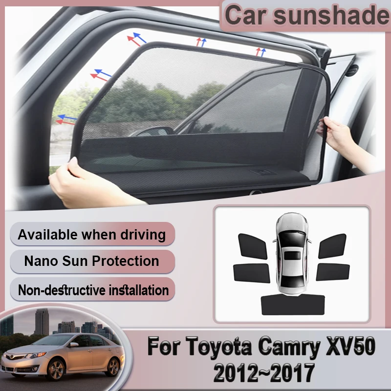 

Автомобильные сетчатые солнцезащитные козырьки для Toyota Camry XV50 2012 ~ 2017, Daihatsu Altis, магнитный солнцезащитный козырек, занавеска, автозапчасти, аксессуары