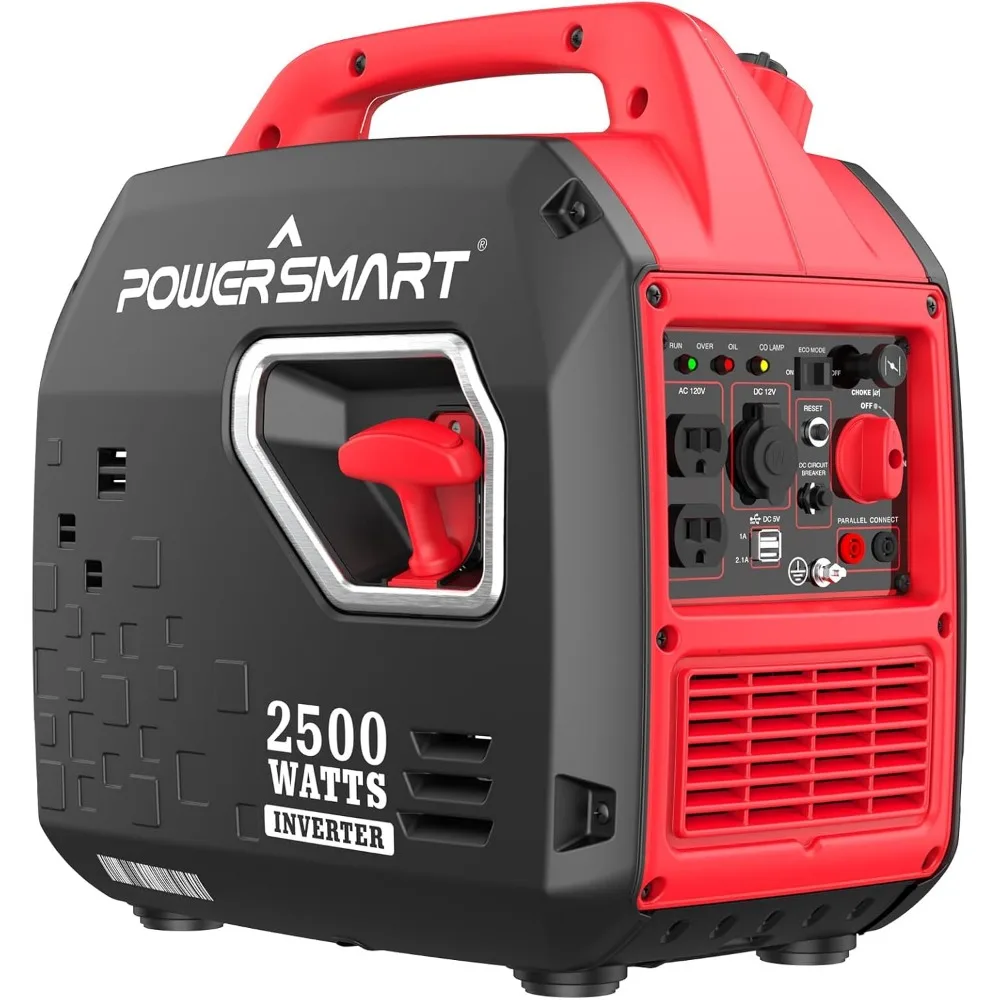

PowerSmart 2500W Portable Gas Inverter Generator - Ultra Quiet, Fuel Efficient, Lightweight, CARB Approved