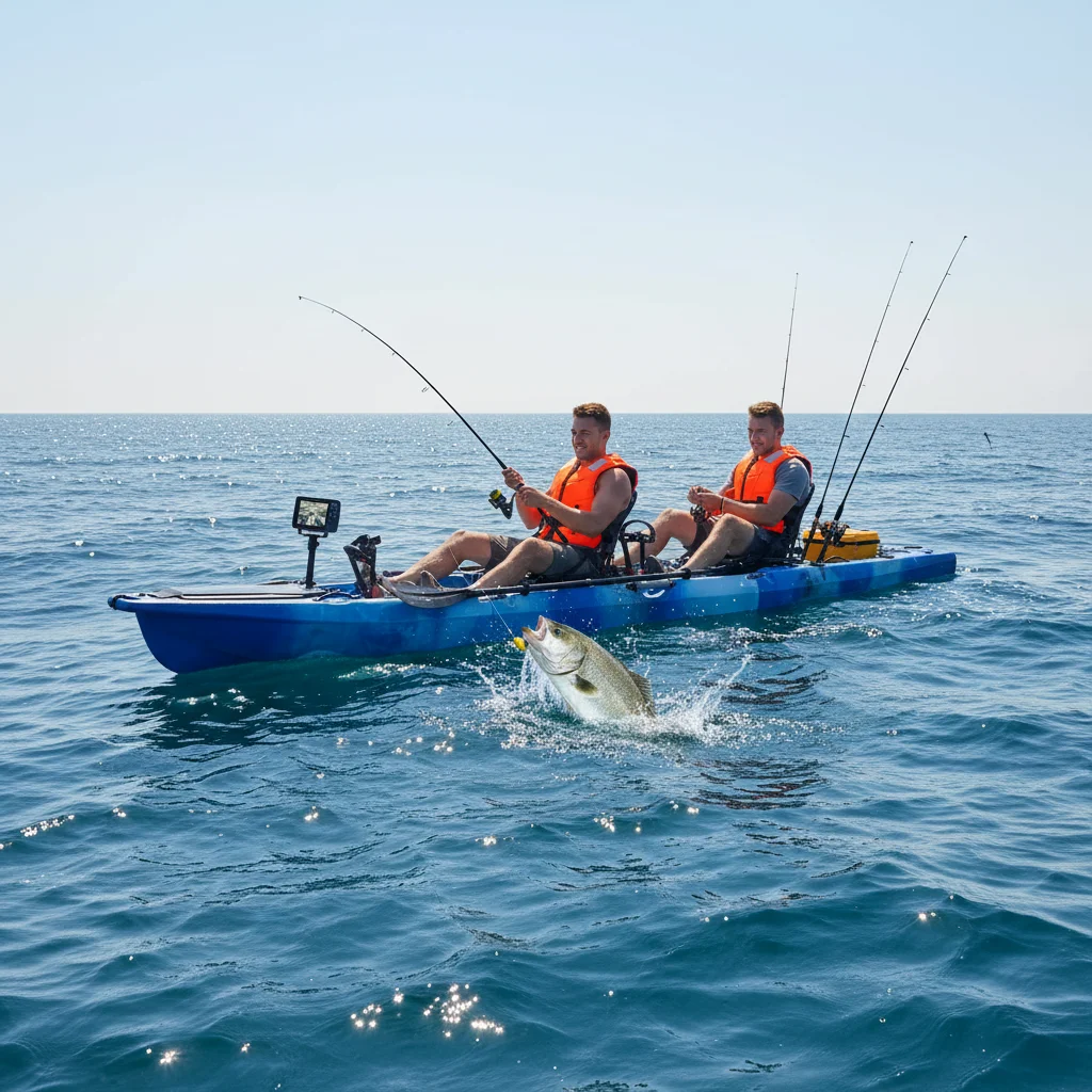 

Double Single Seat Pedal Drive Sit-On-Top PE Kayak-over 4.21m Fishing & Touring Lakes Rivers Ocean Waters