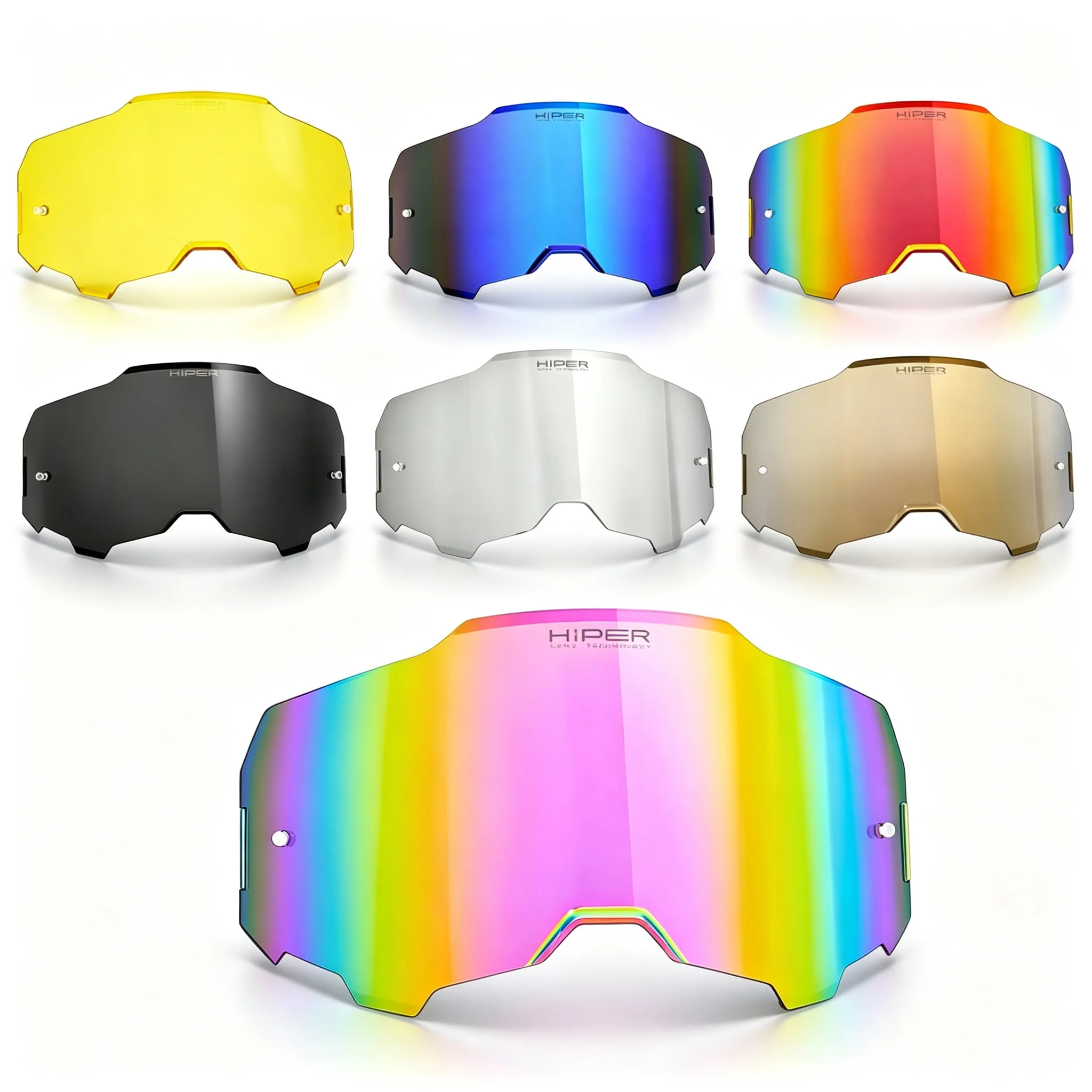 Off Road Motorcycle Goggles Replacement Lens UV400 HiPER, Mirror Lens 1PC 2PC 3PC Pack Anti-scratch for MX ATV Dirt Bike Adult