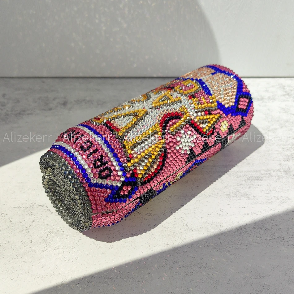 Alizekerr Can Diamond Evening Bags Women Luxury Designer Unique Rhinestone Cherry Cola Pop-top Can Crystal Clutch Purses Party