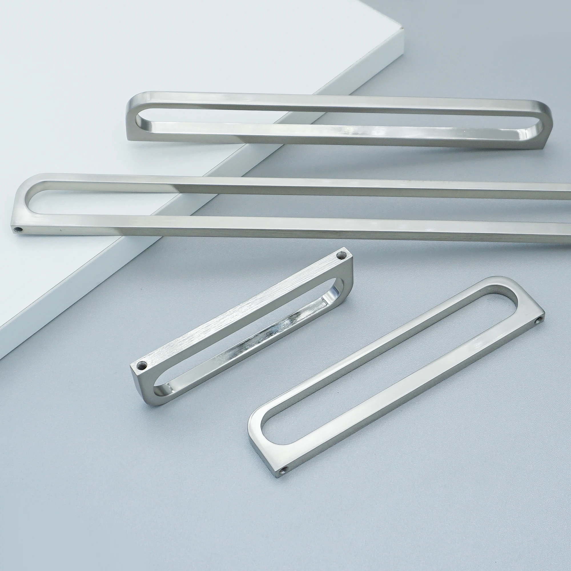 Hollow Nickel Steel Cabinet Handles Kitchen Cupboard Door Knobs Bedroom Long Wardrobe Pulls Modern Simple Furniture Hardware