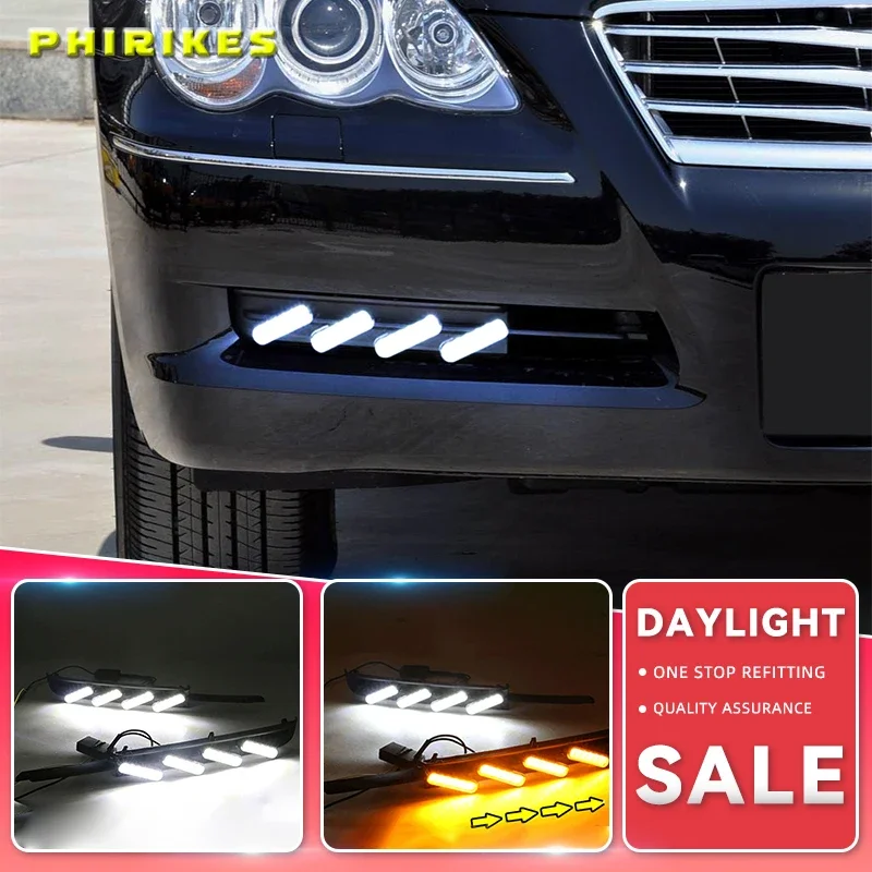 1Pair DRL For Toyota MARK X REIZ 2004 2005 2006 2007 2008 2009 LED DRL Daytime Running Light With Turn Signal Fog Lamp