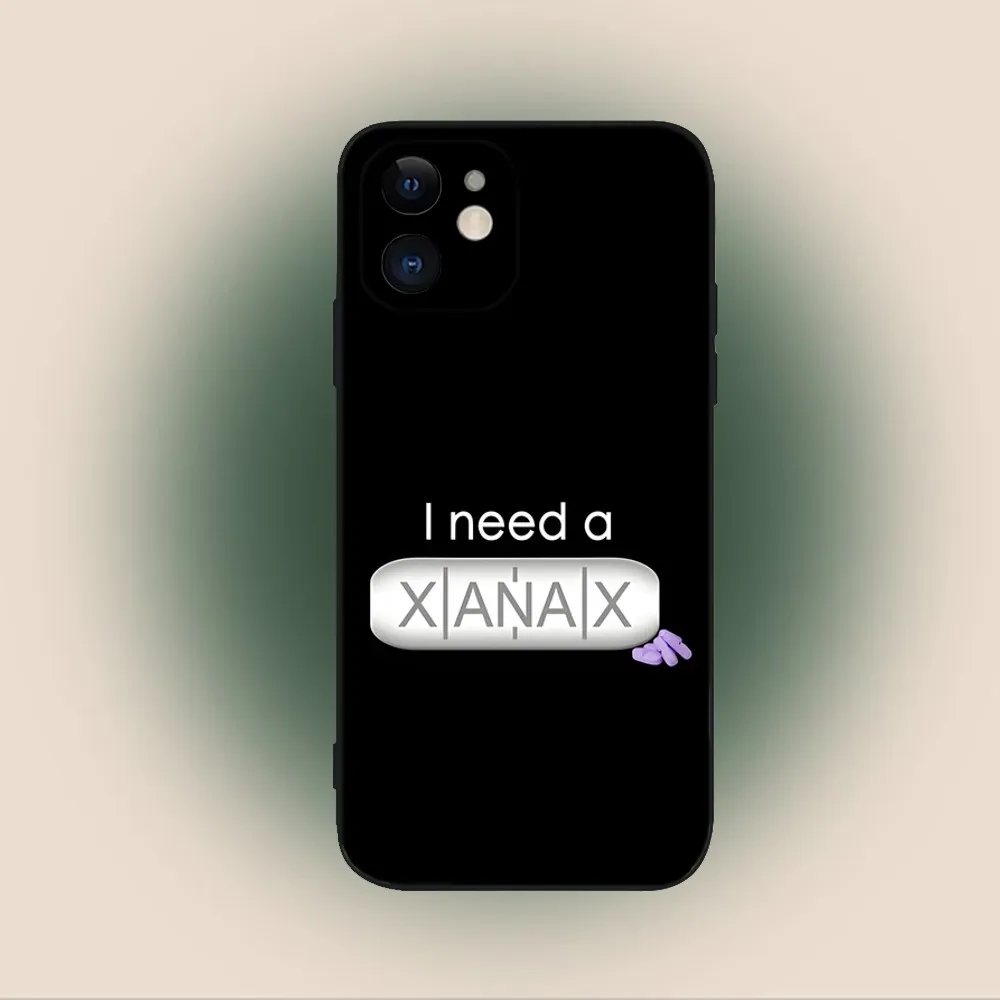 XANAX  Phone Case For iPhone 15,14,13,12,11,Plus,Pro Max,XS,X,XR,SE,Mini,8,7 Soft Silicone Black Cover