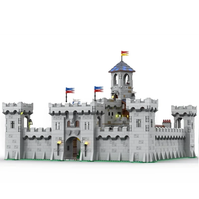 middeleeuws kasteelstad bakstenen middeleeuws militair fort stronghold ridder architectuur blokken moc modulaire bakstenen kasteel houd moc