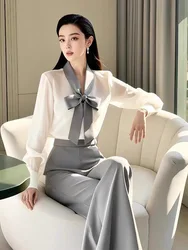 High Quality Top and Pant Sets for Women 2 Pieces Wear To Work Office Summer 2024 Professional Wide Leg Trousers Woman 2024 New