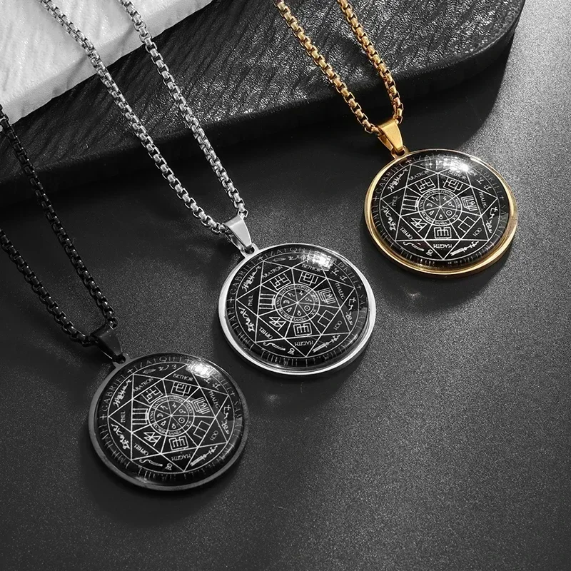 Advanced Flower of Life Metatron Seven Archangels Solomon Formation Pendant Titanium Steel Necklace Men's Jewelry Accessories