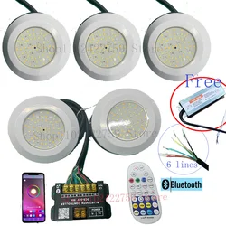 RGBCW LED Pool Light 18W 6Lines Bluetooth APP Control IP68 DC12V Underwater Spotlight Fountain,Landscape,Piscina-Illuminate Lamp