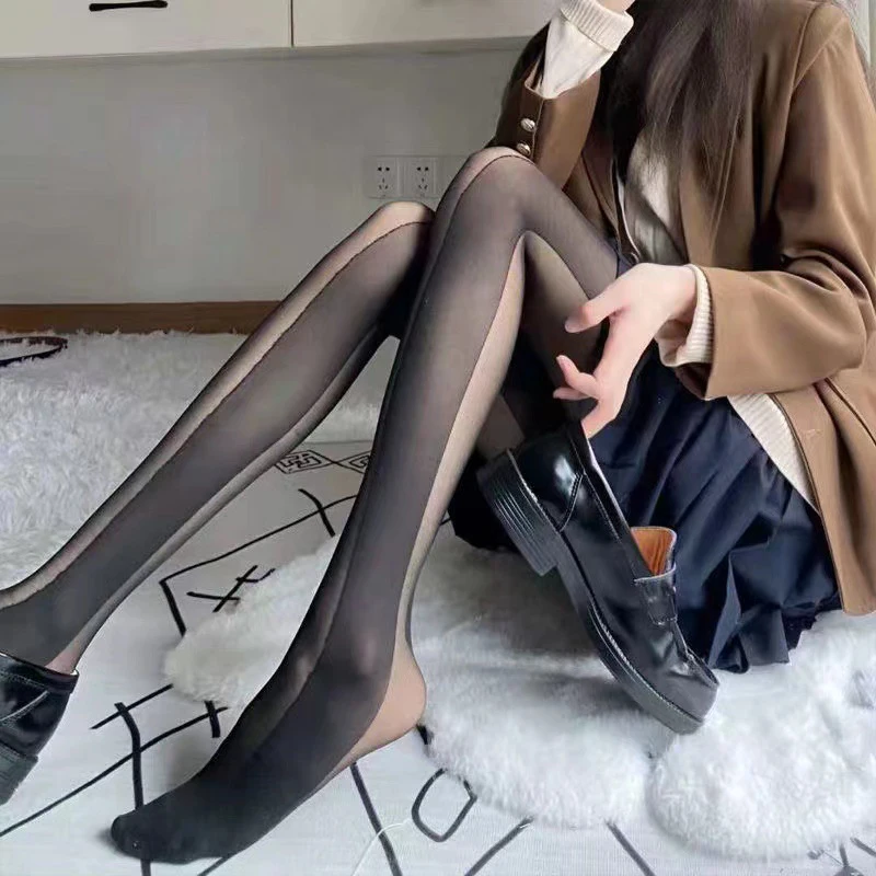 Fashion Black Patchwork Pantyhose Women Sexy See-Through Stockings Thin Tights