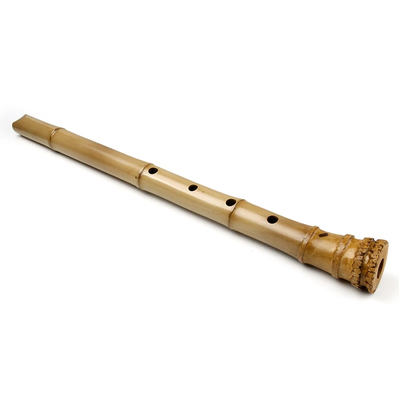 Vertical Bamboo Flute with Shakuhachi, Woodwind Instrument, 5 Holes, Wooden Musical Instrument, D Key, Protective Cover