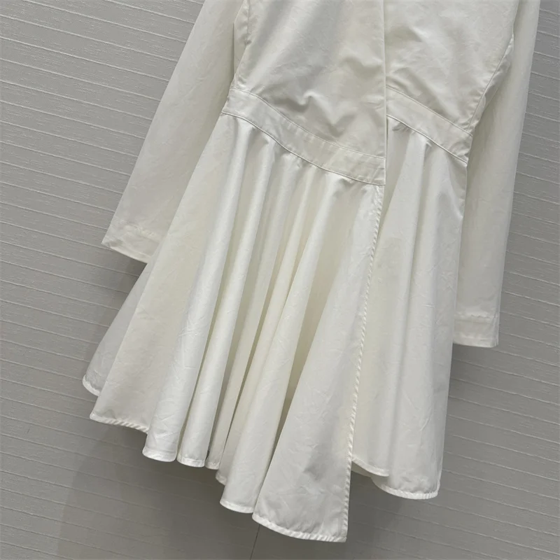 Damenkleider Neues asymmetrisches, plissiertes, schmales Minikleid für den Herbst 2026, 100 % reine Baumwolle, V-Ausschnitt, kurze Kleider, Y2K-Hemdkleid