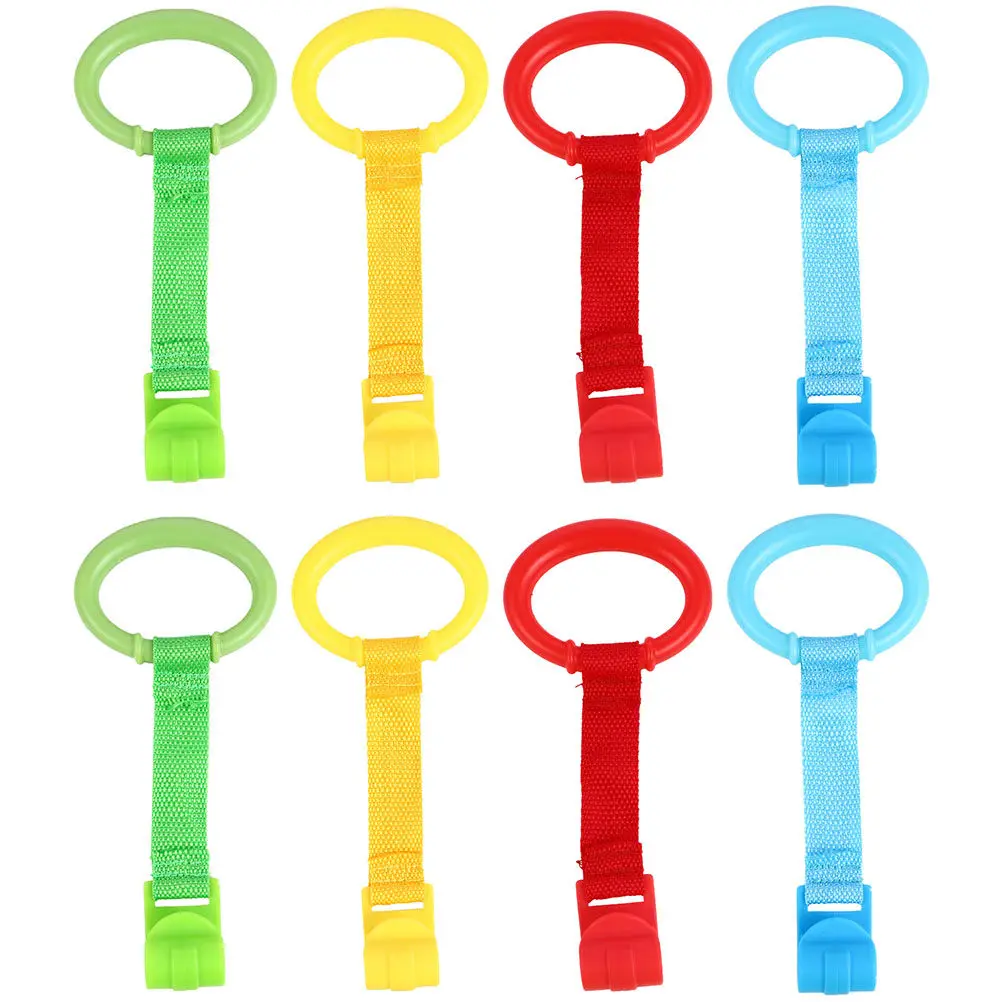 

8Pcs Baby Crib Hand Pull Rings Comfortable Grip Infant Learning Standing Pull Rings for Toddler Nursery Cot Bed Support