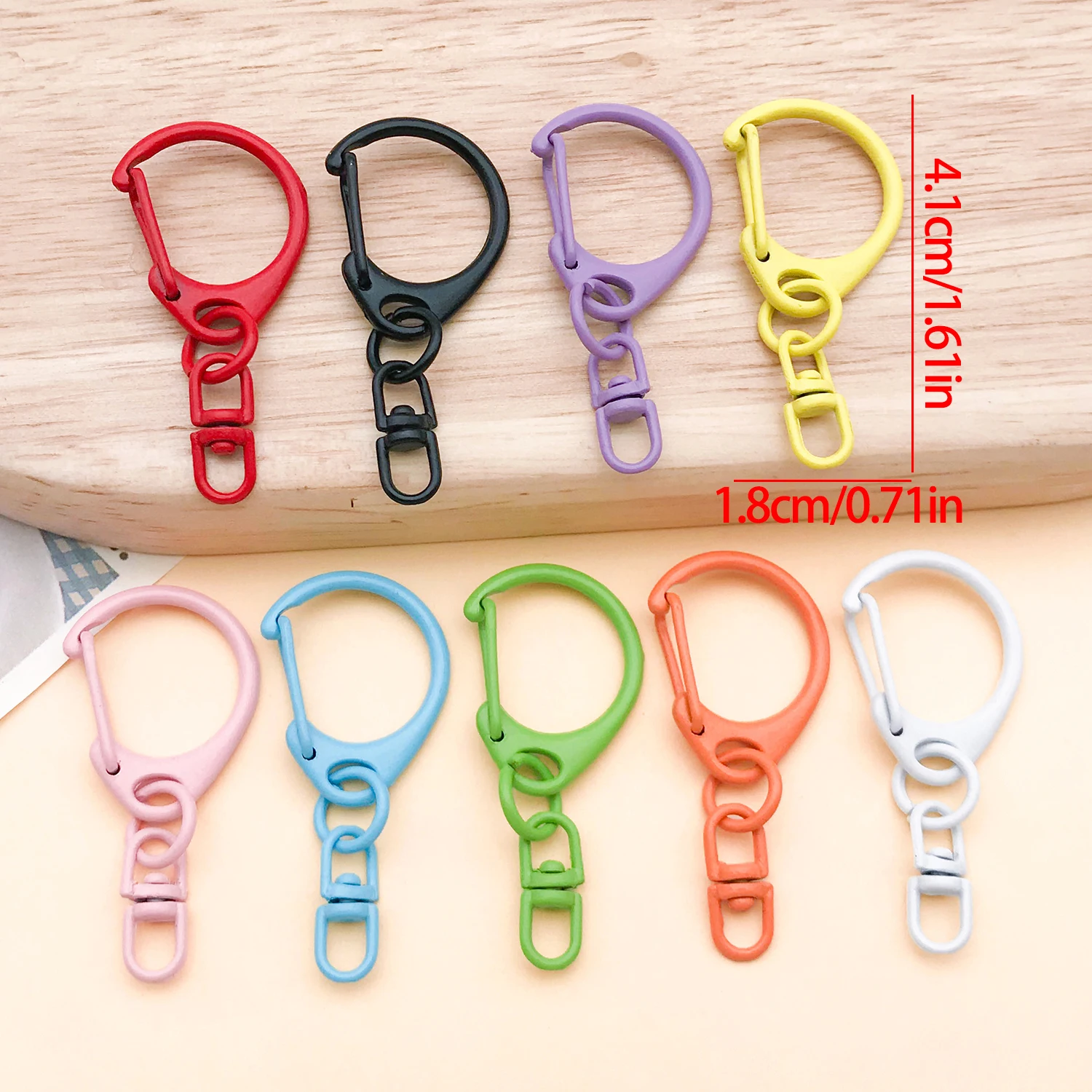 30pcs 18x41mm Zinc Alloy Paint D-Shaped Buckle With 8-Character Universal Buckle Dog Buckle DIY Key Chain Bag Pendant view 2