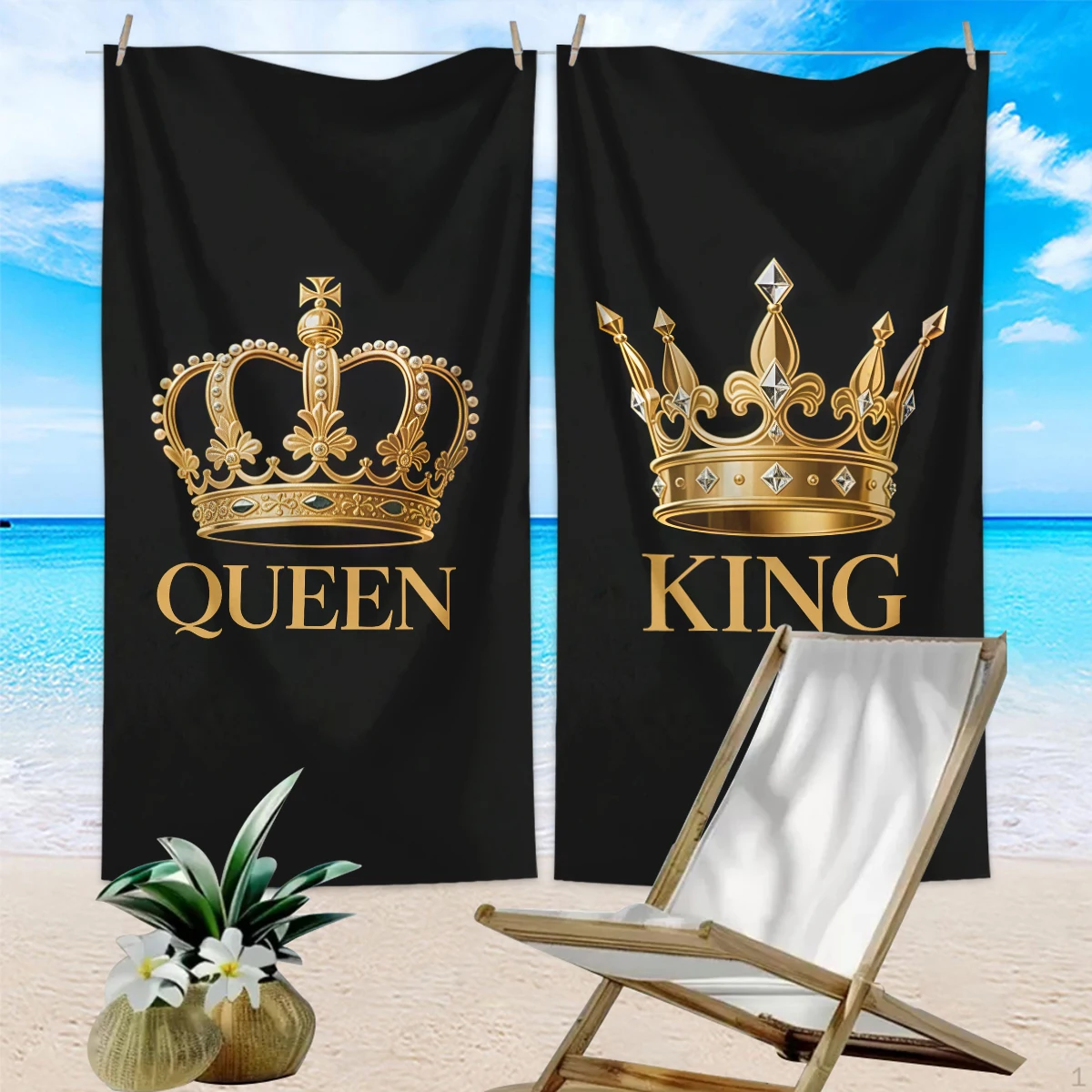 

Пляжные полотенца Queen and King, 1/2 шт., быстросохнущие, впитывающие влагу, из ультратонкого волокна, большие пляжные полотенца для отдыха на пляже.