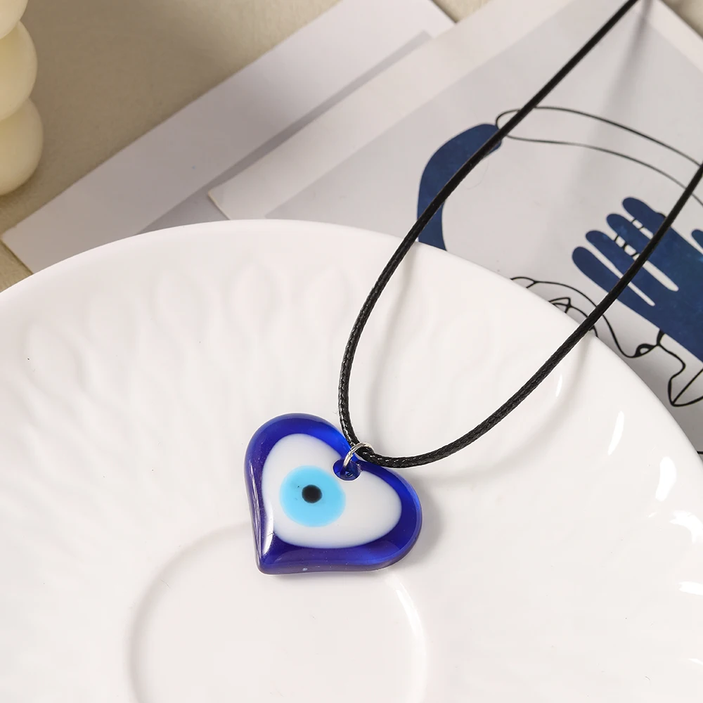 Aihua Türkisches Böses-Auge-Anhänger-Halskette, Glücksbringer Blaues Böses Auge Hamsa-Hand-Seilkette für Damen und Herren, Schmuckgeschenke – Detail 7