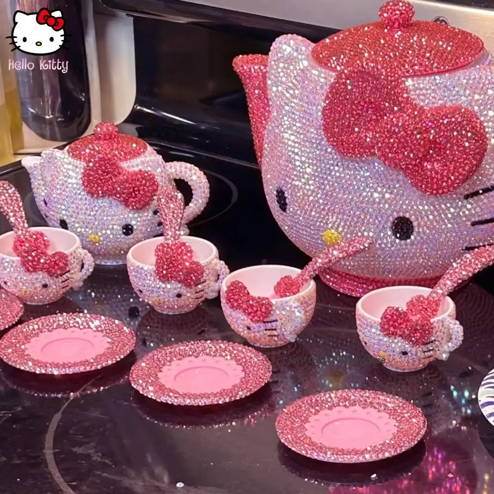 

Sanrio Children Baby Photo Props Crystal Rhinestones Shiny Sticking Diamond Girl Gift Props Jug Cup Combination Girl's Gift Cute