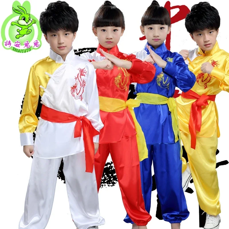 Kinderen Volwassen meisje Taekwondo Dobok Wushu Kostuum Kimono Judo kleding Chinese Kung Fu Pak Tai Chi Kleding Martia  Uniform