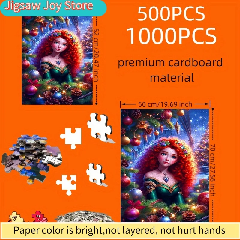 Disney-Puzzle, DIY-Papierpuzzle, Weihnachts-Alice-Prinzessin-Thema, dickes weißes Kartonmaterial, geeignet für Puzzle, Paar-Puzzle