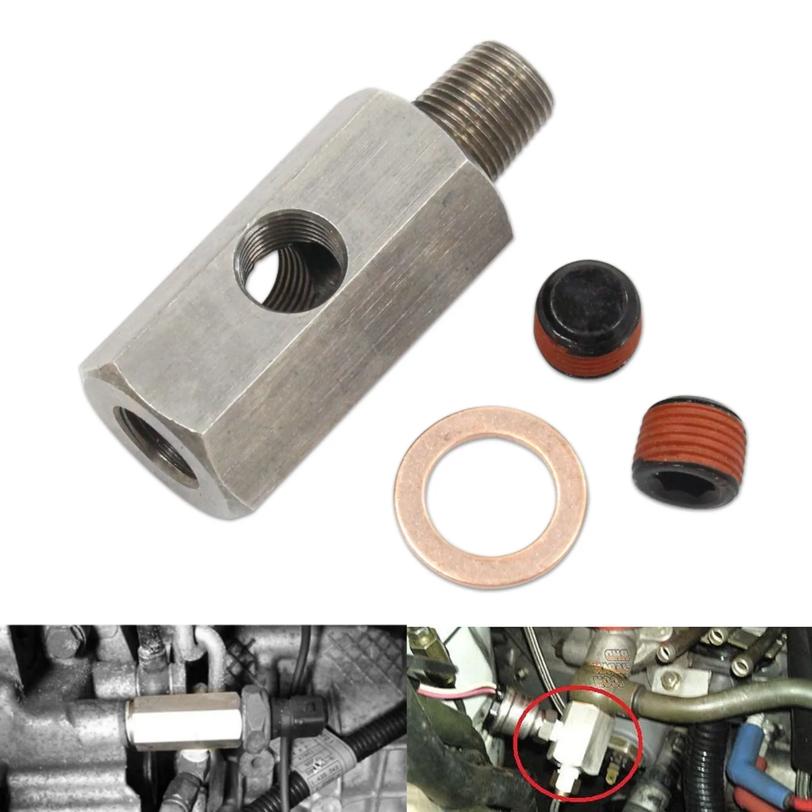 

1/8'' NPT Tee Oil Pressure Sensor Adapter Fitting Pressure Switch Gauge Turbo Supply Feed line Connector For Cars SUVs Trucks