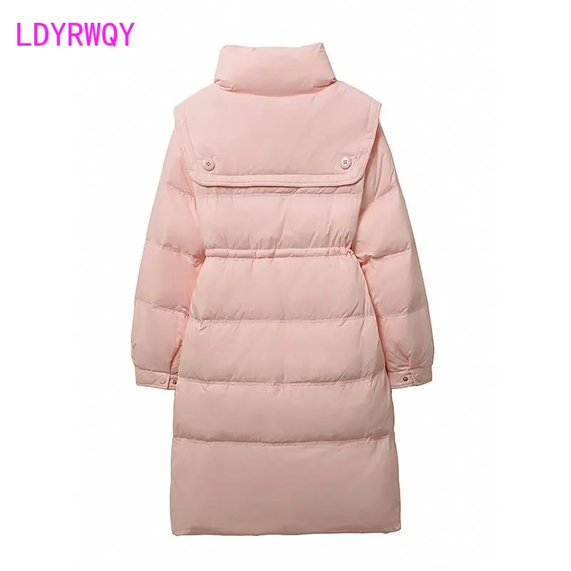 2022 New Korean Winter Navy Collar Cotton Shirt Women's Medium Long Thickened Slim Waist Fashion Coat