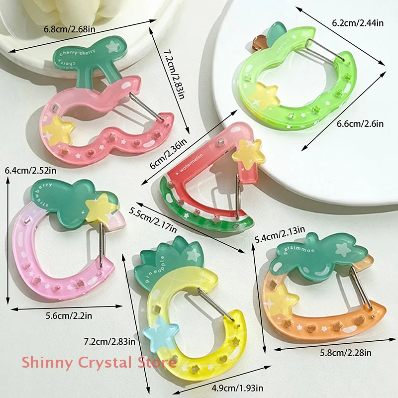 Acrylic Hollow Fruit Shape Trinkets Keychain Bag Charm Accessory Carabiner Backpack Pendant Handbook Decoration Gifts Keyring