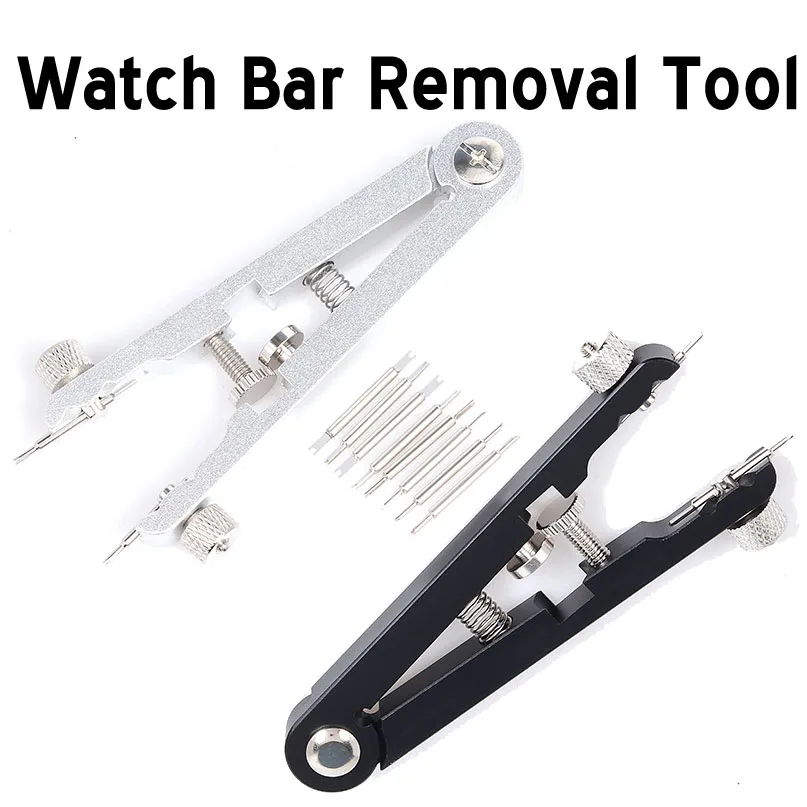 Kit de herramientas de pinzas para relojes: Pinzas para barras de resorte, pinzas de extracción de correas con ajuste de longitud por tornillo, para reparación y reemplazo.